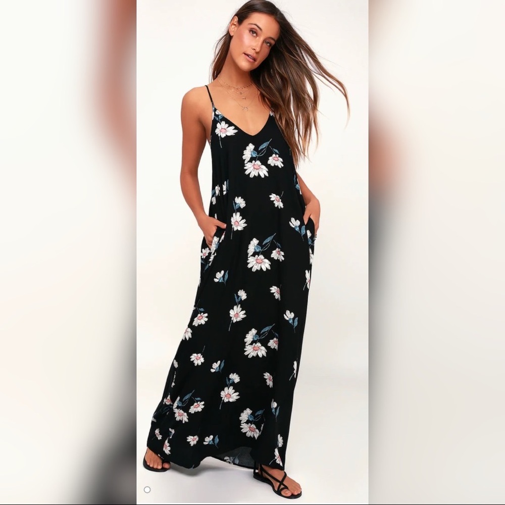 Lulu's Yours Tule Black Daisy Print Maxi Dress